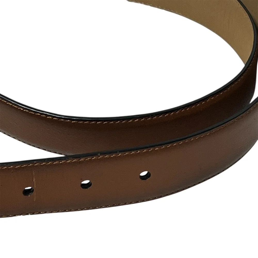 Dockers Men's Brown Genuine Leather Belt‎ Silver Buckle Classic Style Size 40